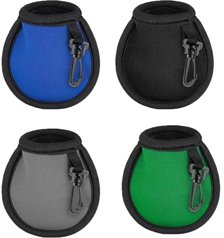 HonGien 4Pcs Golf Ball Cleaner Pouch Portable Pocket Golf Ball Washer With Clip Double Waterproof Layers Golf Ball Cleaning Bag (grey, green, black, blue)