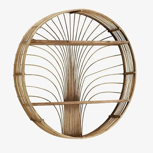 Madam Stoltz Rundes Rattan-Regal zum Aufhängen, Durchmesser: 62 cm