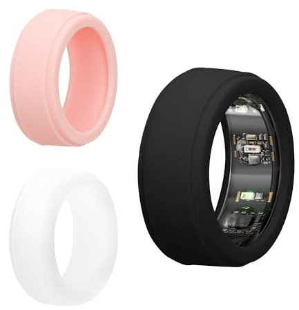kwmobile 3X Smart Ring Protector kompatibel mit Oura Ring Gen 3 - S Size 6 7 8 9 10 Hülle - Weiches Silikon Case - Schutzhülle in Schwarz Altrosa Transparent
