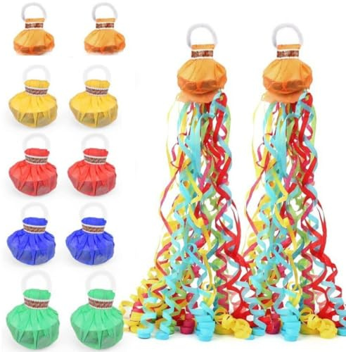 KARLOR Luftschlangen zum Werfen, 10 Stück Wurf Luftschlangen Hochzeit Party bunt Luftschlangen Bomben Handwurf Luftschlangen bunt Party Luftschlangen für Geburtstagsparty Hochzeiten Feier Karneval