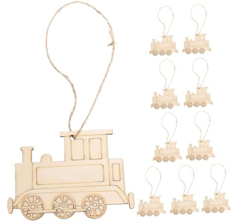 STOBOK 10 StüCk Holz Zugmotiv AnhäNger - Diy Holzdeko FüR Kinderzimmer, WäNde, TüRen Und SchlüSselanhäNger, 10 X 7 X 0,3 Cm