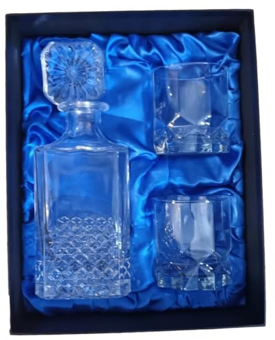 County Engraving Personalised Cut Crystal Design Decanter and 2 Tumbler Gift Set (324ml Geometric Base)