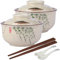 Lot de 2 bols à ramen de 800 ml, bols à nouilles, bols à ramen (bol avec couvercle, cuillères à ramen, baguettes), bol en céramique pour pâtes, collations, soupe, salade, aliments à céréales, grand