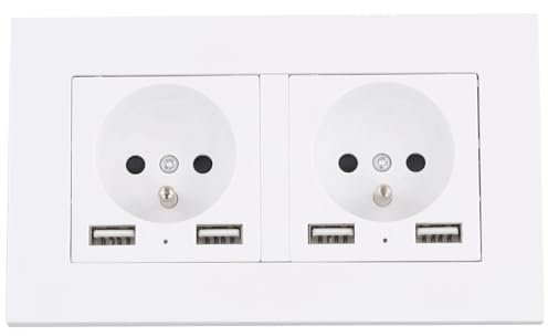 Feriany IP66 16 A 250 V resistente al agua para exteriores con doble conector eléctrico y 2 puertos USB para estilo francés.