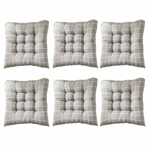 YSZBD Stuhlkissen 40x40/45x45/50x50 Mit BäNdern 6er/4er/2er Set Sitzpolster Stuhl Innen Stuhlpolster Innen Seat Cushion Dining Chair Sitzkissen FüR StüHle KüChe(#10,45x45cm6pcs)