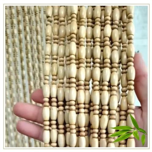 Xrdbfd Rideau De Perles pour Porte, 70x120/90x150/120x200cm Rideau De Porte en Perles Bois De Bambou Naturel, Rideau De Porte Décoratif Suspendu, Rideau De Séparation Anti-Mouches,40strands-80x240cm