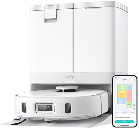 eufy X10 Pro Omni Saugroboter mit Wischfunktion & All-in-One-Station, 8.000Pa, Auto-Absaugen/Befüllen, 2× Auto-Lift-Mopp mit Waschen/Trocknen, Aktive Hindernisvermeidung (Generalüberholt)