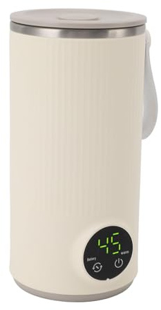 Luocute 400 Ml Tragbarer Babyflaschenwärmer, Bis zu 55 ℃, Kabelfreie Reiseflasche Wärmere Milchlose Milchwärmermischer mit Gebauten 6000 -mAh -Batterie und Rotierende Rührer für die