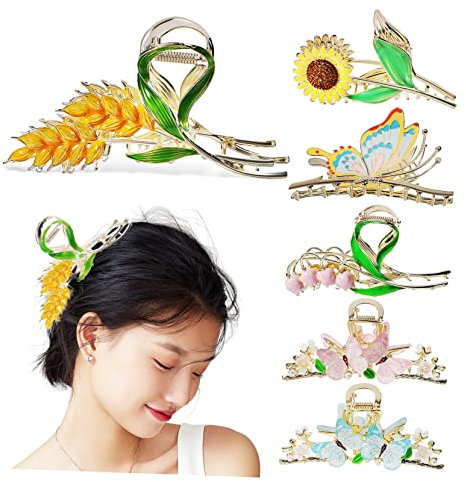 BAZEITFLOW 6 piezas Pinzas de Flores y para Mujeres de Horquillas de Metal Antideslizantes para Pelo Accesorios Elegantes para Fiestas y Bodas