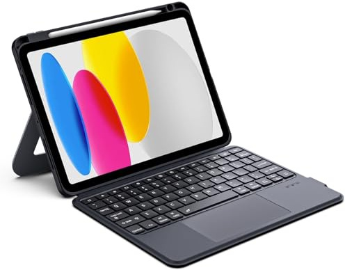 VOWUBO Detachable Magic Keyboard Case for iPad 11th (A16, 2025)/10th Generation (10.9-inch) 2022,Built-in Pencil Holder, 7-Colors Backlit Keyboard, Multi-Touch Trackpad, Multi-Angle Kickstand, Black
