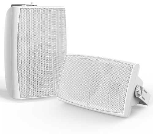 STUDIOFINIX TWS Haut-parleurs Bluetooth d'extérieur de 20,3 cm, 600 W, jumelage stéréo TWS, système de haut-parleurs étanches à montage mural pour patio, maison, bord de piscine, terrasse