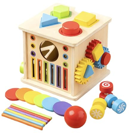 Zuasdvnk Aktivitätswürfel aus Holz | 8 in 1 Lernspielzeug aus Holz zum Lernen - Spielwürfel - für Kinder 1 6 Jahre zu Hause Schule Geburtstagsfeier Playroom für Mädchen und Jungen