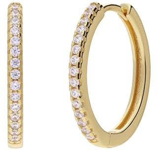 Lucardi - Damen Silberne goldbeschichtete Ohrringe mit Zirkonia, 20 mm - Ohrringe - 925 Silber - Gelbgold legiert - Nickelfrei