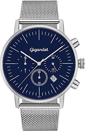 Gigandet Herren Uhr Analog Quarz mit Edelstahl Armband G22-005