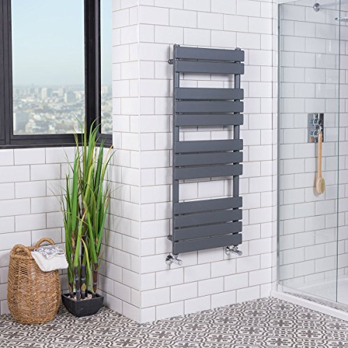 Warmehaus Designer Bathroom Flat Panel Heated Towel Rail Radiator - 1200 x 500mm Sand Grey