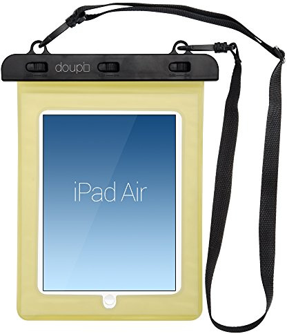 doupi Étui Etanche 280x210mm pour 9/10 Pouces Tablet, avec Fonction écran Tactile Caisson Waterproof Water Resistant Beach Bag, Jaune