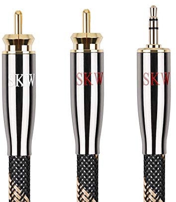 SKW Audiophiles Cavo Jack a 2RCA con HiFi Suono, rame di elevata purezza Cavo RCA Jack 3,5 Maschio Compatible con Smartphone, PC, Tablet, MP3, Amplificatore, Impianto Stereo, Home Theatre -3m