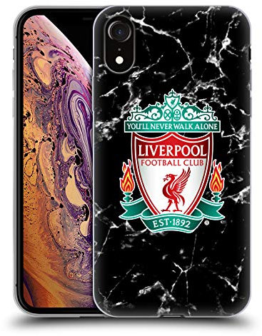 Head Case Designs Officially Licensed Liverpool Football Club Black Crest Marble Soft Gel Case Compatible With Apple iPhone XR