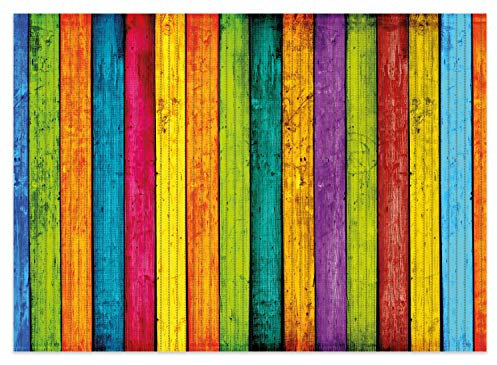 Wallario Duschmatte Antirutschmatte Badmatte Fußmatte Buntes Holz - Bunte Streifen mit Farbe und Holzstruktur, Größe ca. 70 x 50 cm