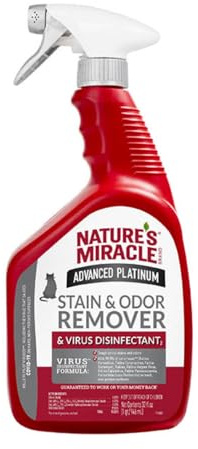 Nature’s Miracle Advanced Platinum Stain And Odor Remover And Virus Disinfectant 32 Ounces, Eliminates Tough Dog Messes