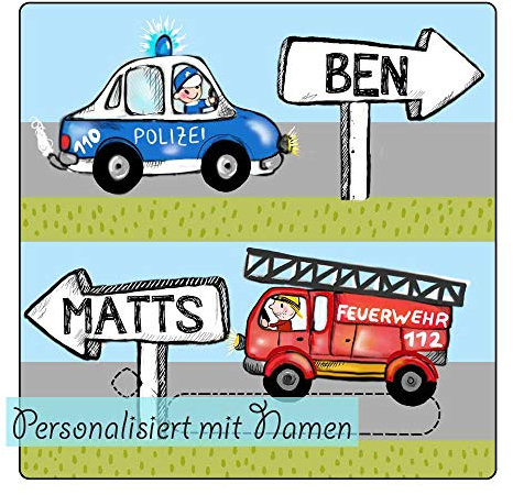 My Sweetheart® Tonie Schutzfolie geeignet als Toniebox Folie mit Namen Polizei Feuerwehr wischfest kratzfest Schutz Schutzhülle LED durchscheinend