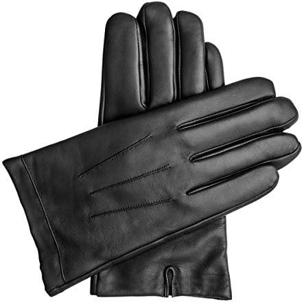 Downholme Vegane Lederhandschuhe für Herren (Schwarz, L)