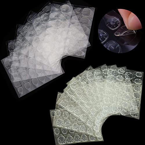 600 Stück (25 Blatt) Nagelkleber Aufkleber, Doppelseitiger Nagelkleber Aufkleber Transparent, Falsche Nägel Gelee Ultra Klebepads Kunstnägel Klebepads