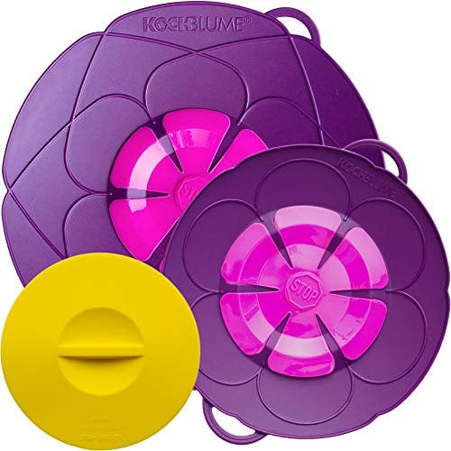 Kochblume - das Original vom Erfinder Armin Harecker L 29 cm lila | Überkochschutz für Topfgrößen von Ø 14 bis 24 cm | mit Frischhaltedeckel gratis