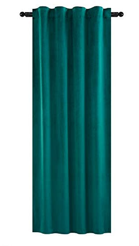 WOLTU Samtvorhang Verdunklungsgardine mit Kräuselband Blickdicht Thermogardine, 300 g/m² Schwere Samtige Verdunklungsvorhang für Schlafzimmer Geräuschreduzierung Dunkelgrün 140x245 cm (1 Stück)