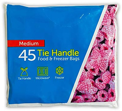 FOOD Tie Handle Resealable Sandwich Freezer Bags (45 x Medium)
