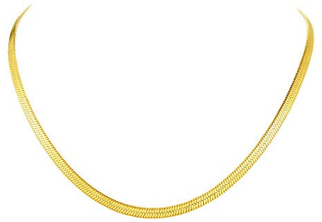 FindChic Goldkette Damen goldene Schlangenkette 3mm Choker Flachpanzerkette 51cm lang Halsreif Schlichte Statement Kette Schmuckset für Weihnachten Geburtstag