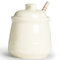 LEETOYI Porcelain Honey Jar with Lid and Honey Stick,Ceramic Honey pot,12oz (Beige)