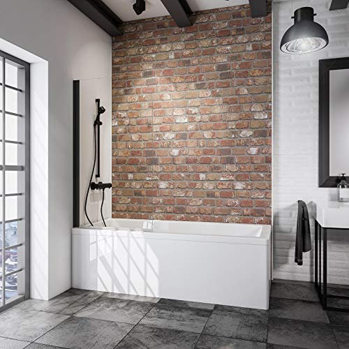 Schulte pare-baignoire 60 x 140 cm, profilé noir, 1 volet pliant 180° contre le mur, réversible, joint d'étanchéité, verre de sécurité 5 mm transparent, plage de réglage de 59,5-60,5 cm