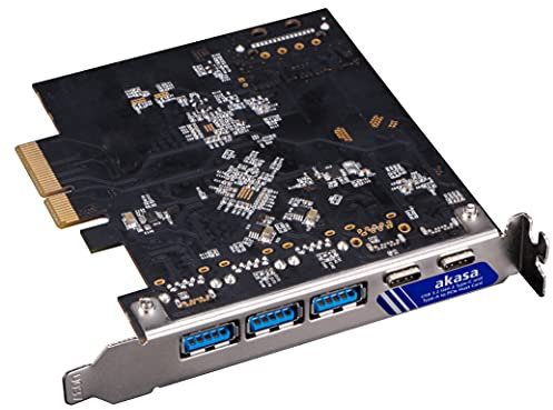 Akasa USB 3.2 Gen 2 Type-C and Type-A to PCIe Host Card | PC System Extension Card | 10Gbps Data Transfer Rate | Fits in PCIe x4, x8 and x16 Slot | Built-in 15-Pin SATA Power Connector | AK-PCCU3-09