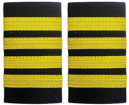 TACKTIMES Pilotenuniform Schulterklappen Traditionelle Berufspilotenflieger Schulterklappen Schulterklappen Abzeichen mit Goldstreifen (Einheitsgröße, golden four bars)