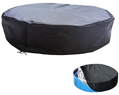 Pool Cover|Foldable Children's Pool Cover for Easy Set Frame Pools & Inflatable Pool, Round Waterproof Bath Cover Bath Cover, with Drawstring, 190T Polyester Fabric, Black (82*82*30cm)