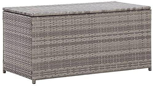 Festnight Rattan Auflagenbox Kissentruhe Aufbewahrungsbox Garten Gartenbox Kissenbox Auflagenbox Gartenbox Gartentruhe Poly Rattan Aufbewahrungstruhe Aufbewahrung Wasserdicht 100x50x50 cm Grau