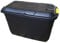 110L Heavy Duty Trunk on Wheels Sturdy, Lockable, Stackable and Nestable Design Storage Chest with Clips in Black