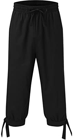 Fulidngzg 2023 Herren Mittelalterhosewikinger kostüm Herren Piraten Kostüm Hose Mittelalter Hose mit Taschen und Schnürung Wikinger Kelte