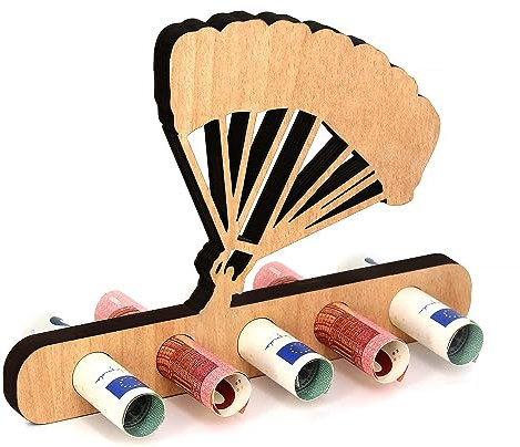Giftota - Originelle Geburtstag Geldgeschenk Holz - Geschenk für Fallschirmspringer - Fallschirmspringen Geldgeschenk - Geschenke aus Holz - Geschenke Geldgeschenk für Frauen & Männer