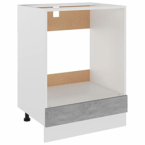 Homgoday Armoire pour four gris ciment 60 x 46 x 81,5 cm en aggloméré, armoire verticale peu encombrante, étagère avec compartiments, bibliothèque de sol pour salon, studio