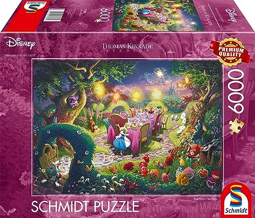 Schmidt Spiele 57398 Thomas Kinkade, Disney, Mad Hatter’s Tea Party, 6000 Teile Puzzle