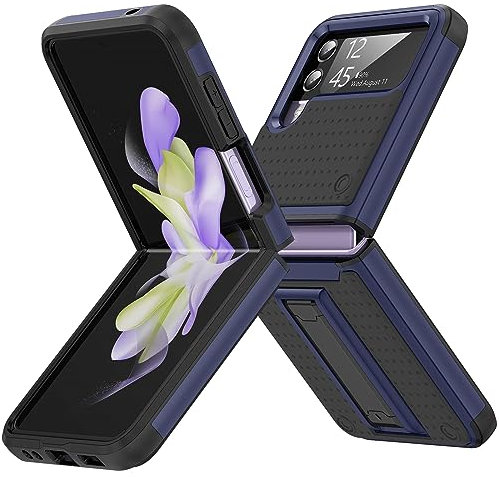 Jeylly for Samsung Z Flip 3 5G Case with Hinge Protection, Heavy Duty Shockproof Protection Hybrid Hard PC+Soft TPU Rubber Durable Full Protective Women Girls Men Boys Cover, Blue/Black