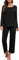 PrinStory Schlafanzüge Für Damen Lange Ärmel Nachtwäsche Weiche Rundhals Pyjama Set (Schwarz, L)