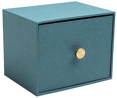 Exacompta 78603E Schubladen-Fotobox Office By Me mit 4 Trennblättern für die Ablage von A6 Karten oder Fotos 11x15cm oder 10x15cm mit dunkelblauem Papier mit Textileffekt
