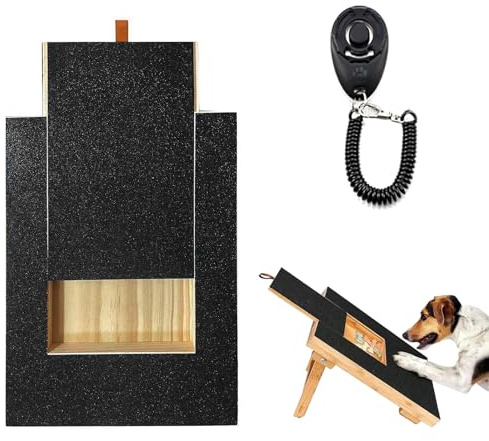 Nizirioo Multifunktionale Hundekratzpad für Nägel: Massivholz Dog Nail Scratch Board mit Leckerlibox & Clicker-Hundetrainer, Schleifpapier Dog Scratch Board für Haustiernagel Care Sanding