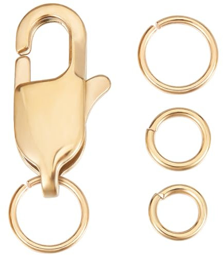 Beebeecraft 10 Stück/Box Schmuckverschlüsse 18 Karat Vergoldet Karabiner Armbandverschlüsse Verbindungsstück Mit 3 Größen offenen Biegeringen Für Die DIY Schmuckherstellung