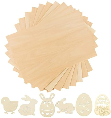 Eylkeup 10 Stücke Balsaholzblätter, Sperrholzplatte Holz, Bastelholzplatten Holzplatten zum Basteln, Dünnes Lindenholzplatten Unlackiert Lindenholz für Basteln 30 * 20cm