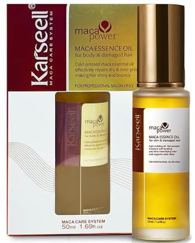 Karseell MACA CARE SYSTEM Haarserum Arganöl Reparatur Hydration Anti Frizz Glanz Pflege Splisskontrolle Schutz Professionelle Haarpflege Trockenes Geschädigtes Coloriertes Haar für Alle Haartypen 50ml