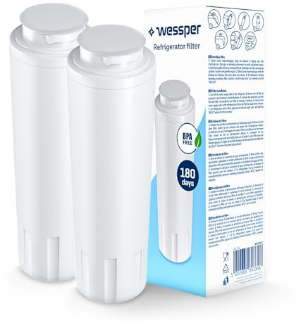 Wessper 2x Wasserfilter Kühlschrank Ersatz für Maytag, LG, Amana, Gaggenau, Schnellanschluss-Filter | Entfernt Chlor sowie schädliche und unerwünschte Stoffe aus dem Wasser